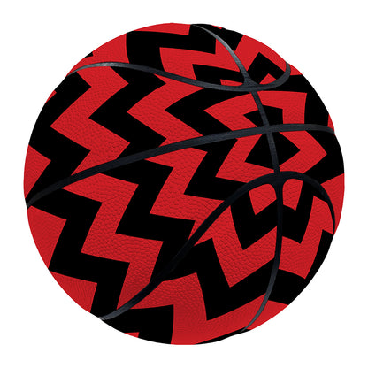 Red And Black Chevron Pattern Print Basketball