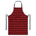 Red And Black Chevron Pattern Print Bib Apron With Pocket