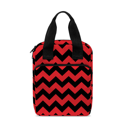 Red And Black Chevron Pattern Print Bible Tote Bag