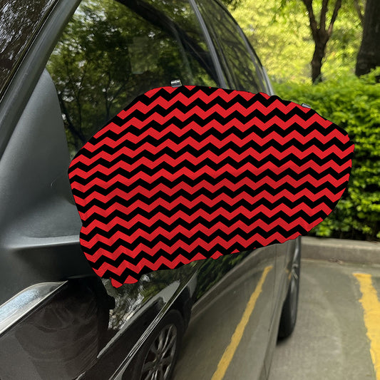 Red And Black Chevron Pattern Print Car Side Mirror Covers