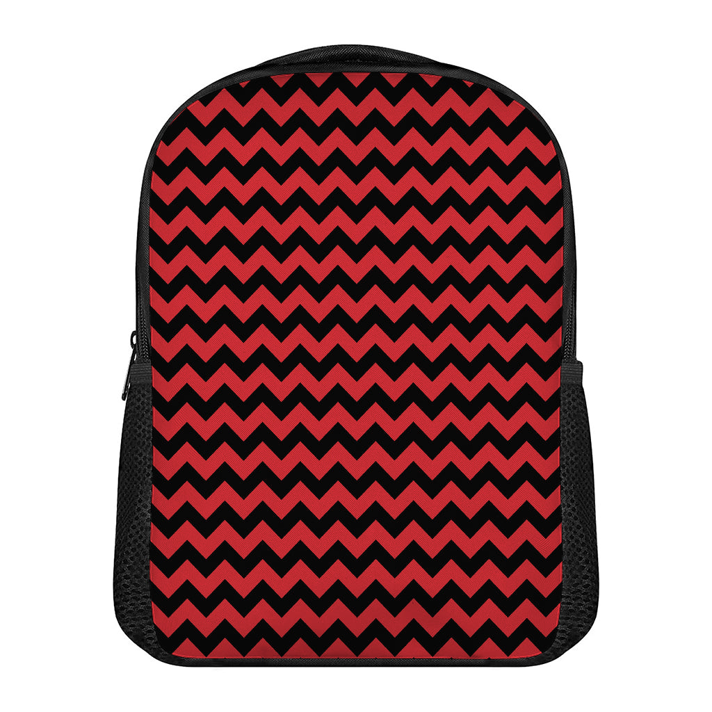 Red And Black Chevron Pattern Print Casual Backpack
