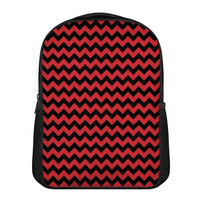 Red And Black Chevron Pattern Print Casual Backpack