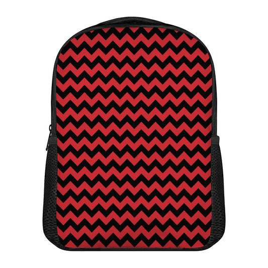 Red And Black Chevron Pattern Print Casual Backpack