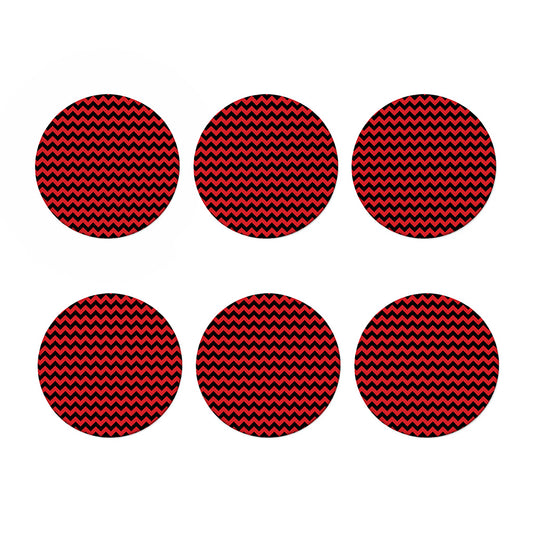 Red And Black Chevron Pattern Print Coaster Set