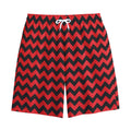 Red And Black Chevron Pattern Print Cotton Shorts