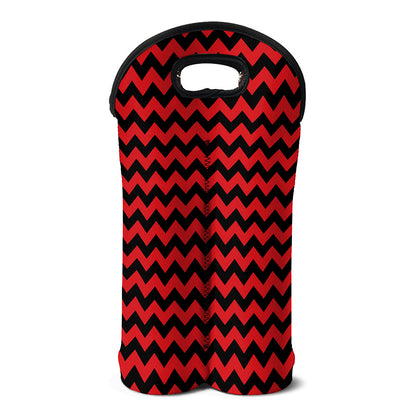 Red And Black Chevron Pattern Print Double Neoprene Wine Tote