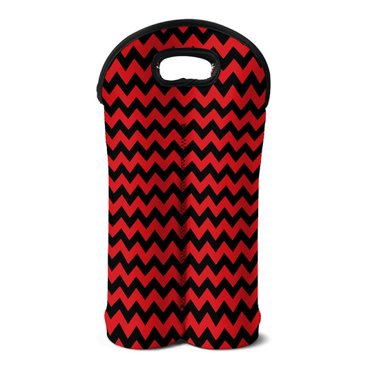 Red And Black Chevron Pattern Print Double Neoprene Wine Tote