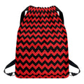 Red And Black Chevron Pattern Print Drawstring Backpack