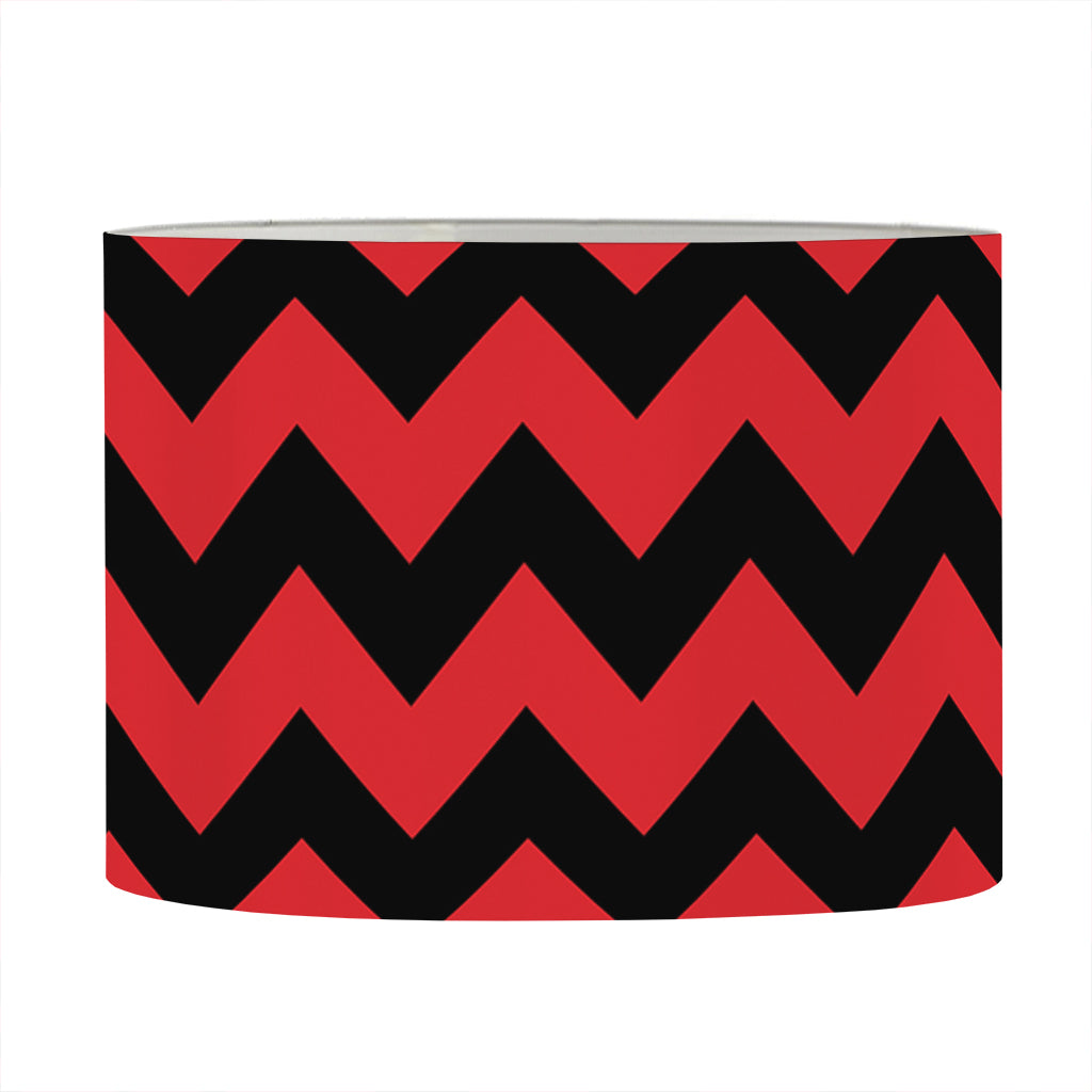 Red And Black Chevron Pattern Print Drum Lamp Shade