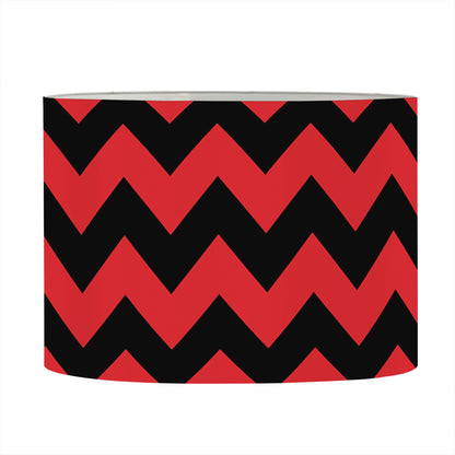 Red And Black Chevron Pattern Print Drum Lamp Shade
