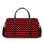 Red And Black Chevron Pattern Print Duffle Bag