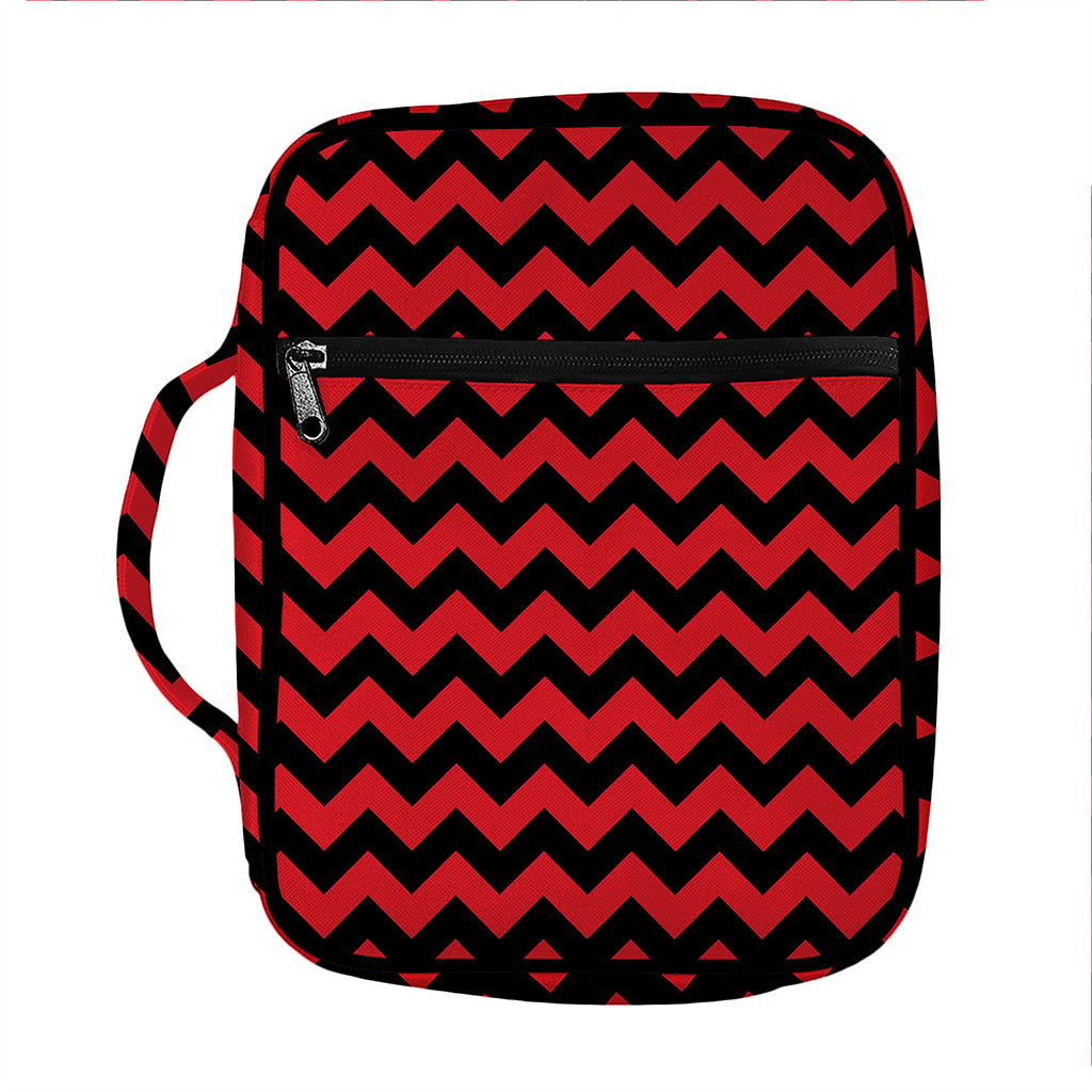 Red And Black Chevron Pattern Print Front Pocket Bible Bag