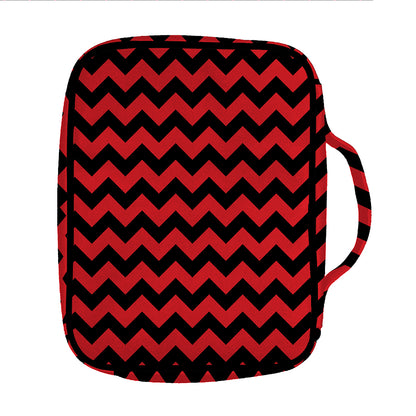 Red And Black Chevron Pattern Print Front Pocket Bible Bag