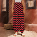 Red And Black Chevron Pattern Print Harem Pants