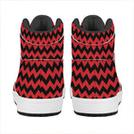 Red And Black Chevron Pattern Print High Top Leather Sneakers