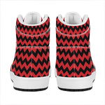 Red And Black Chevron Pattern Print High Top Leather Sneakers
