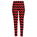Red And Black Chevron Pattern Print High-Waisted Pocket Leggings
