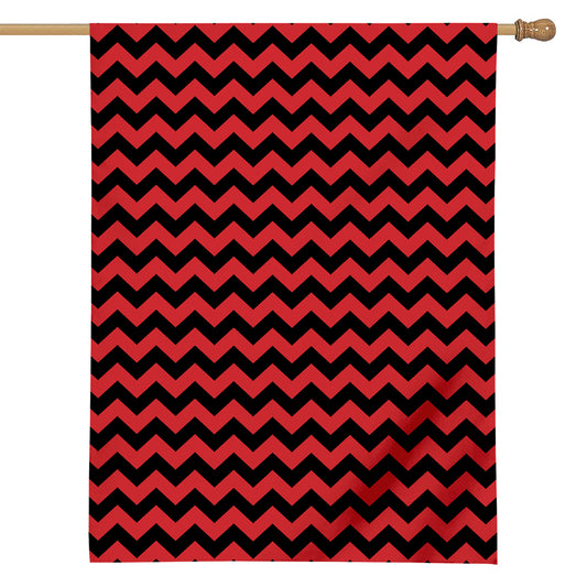 Red And Black Chevron Pattern Print House Flag