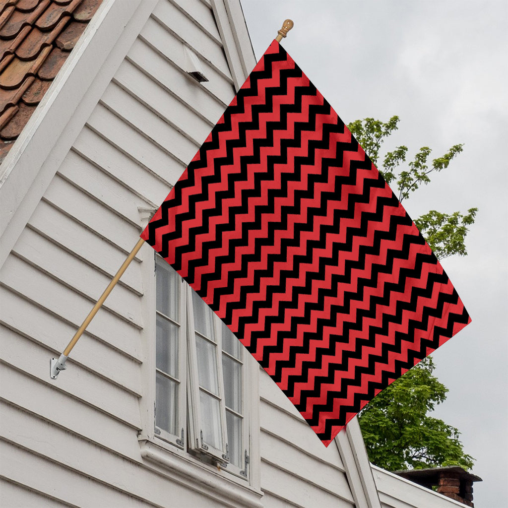 Red And Black Chevron Pattern Print House Flag
