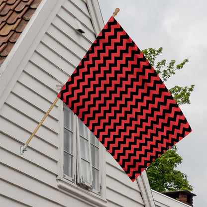 Red And Black Chevron Pattern Print House Flag