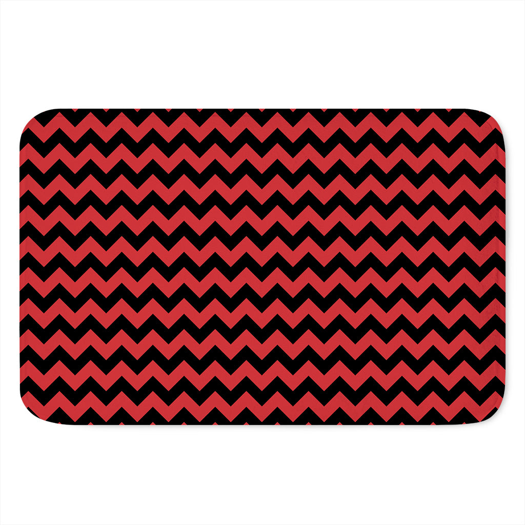 Red And Black Chevron Pattern Print Indoor Door Mat