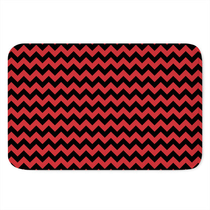 Red And Black Chevron Pattern Print Indoor Door Mat