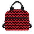Red And Black Chevron Pattern Print Insulated Lunch Bag