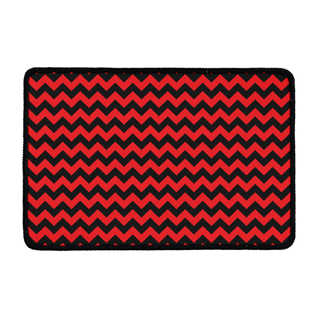 Red And Black Chevron Pattern Print Kitchen Mat