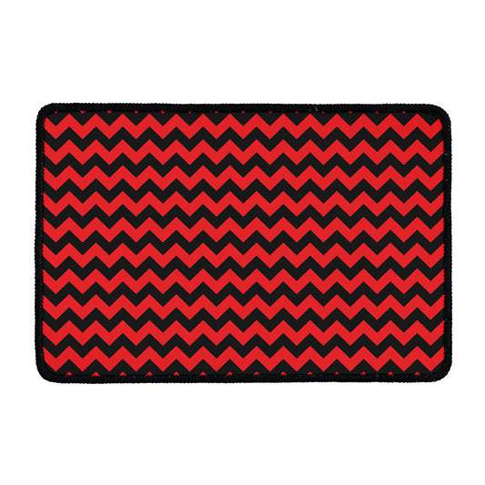 Red And Black Chevron Pattern Print Kitchen Mat