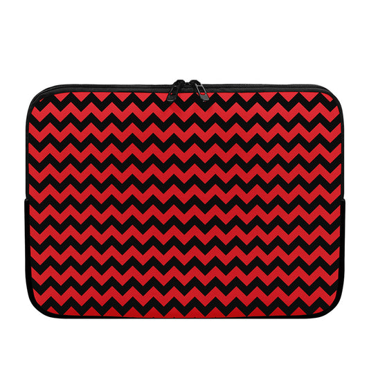 Red And Black Chevron Pattern Print Laptop Sleeve