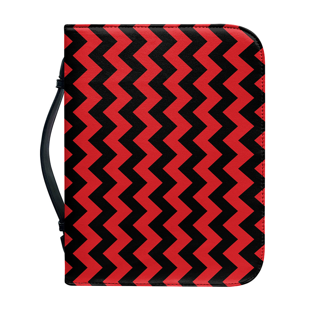 Red And Black Chevron Pattern Print Leather Bible Cover