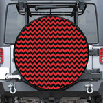 Red And Black Chevron Pattern Print Leather Spare Tire Cover