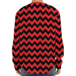 Red And Black Chevron Pattern Print Long Sleeve Baseball Jersey