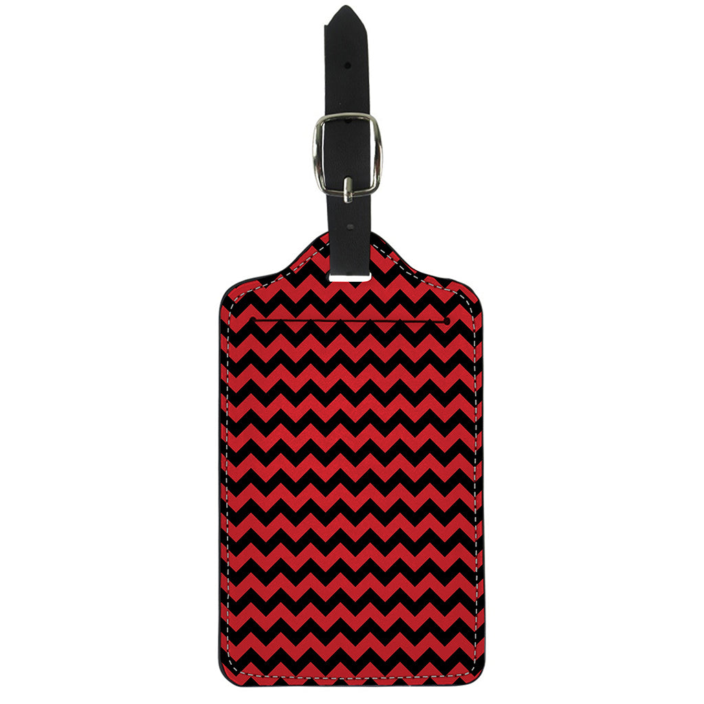 Red And Black Chevron Pattern Print Luggage Tag