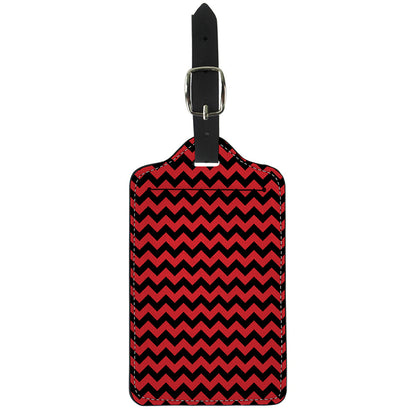 Red And Black Chevron Pattern Print Luggage Tag