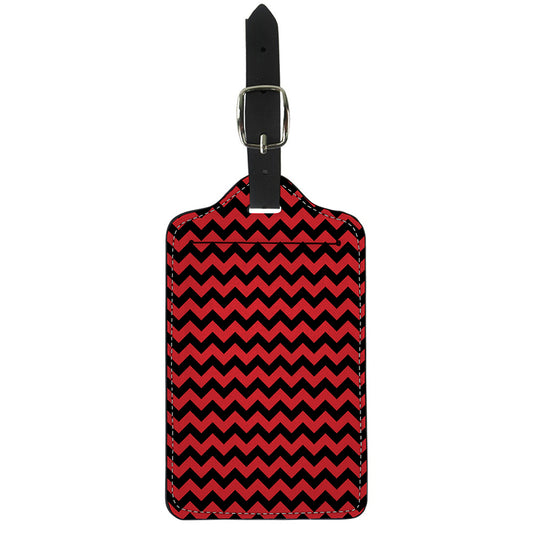 Red And Black Chevron Pattern Print Luggage Tag