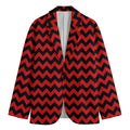 Red And Black Chevron Pattern Print Men's Blazer