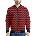 Red And Black Chevron Pattern Print Men's Bomber Jacket