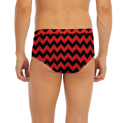 Red And Black Chevron Pattern Print Men's Briefs