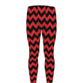 Red And Black Chevron Pattern Print Men's Leggings