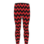 Red And Black Chevron Pattern Print Men's leggings