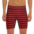 Red And Black Chevron Pattern Print Men's Long Boxer Briefs