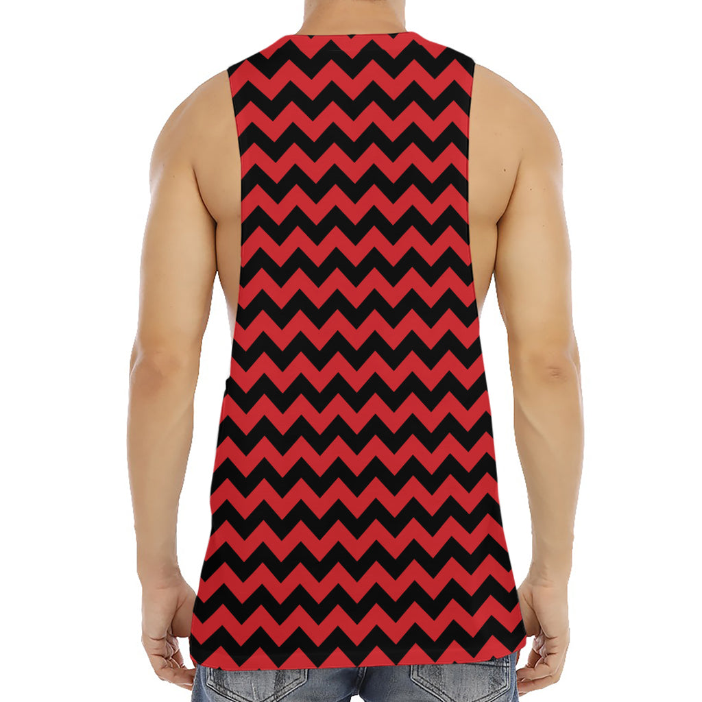 Red And Black Chevron Pattern Print Men's Muscle Tank Top
