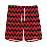 Red And Black Chevron Pattern Print Men's Sports Shorts