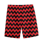 Red And Black Chevron Pattern Print Men's Sports Shorts