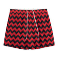 Red And Black Chevron Pattern Print Mesh Shorts