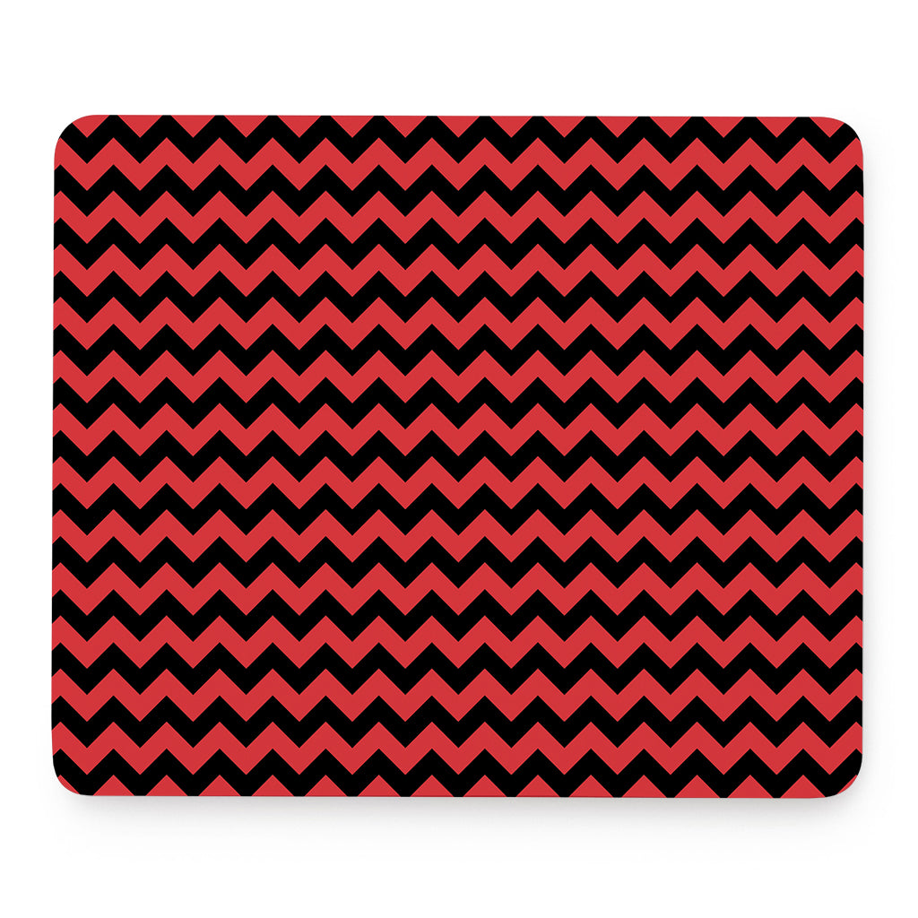 Red And Black Chevron Pattern Print Mouse Pad