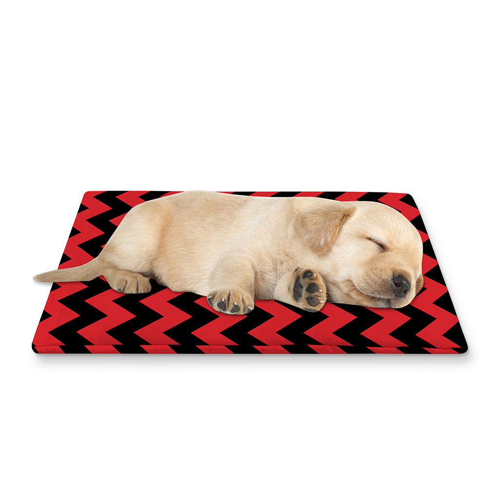 Red And Black Chevron Pattern Print Pet Cooling Mat Cover