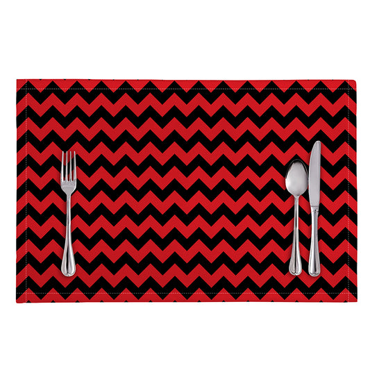 Red And Black Chevron Pattern Print Placemat