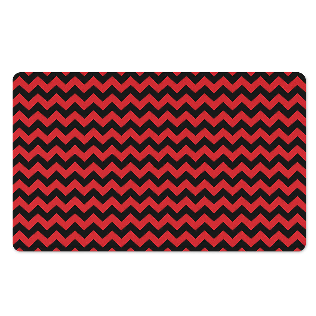 Red And Black Chevron Pattern Print Polyester Doormat